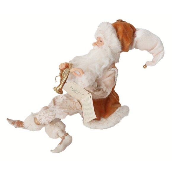 Vintage Santa Claus Figure Table Top Shelf Sitter Father Christmas With Horn - Picture 6 of 7